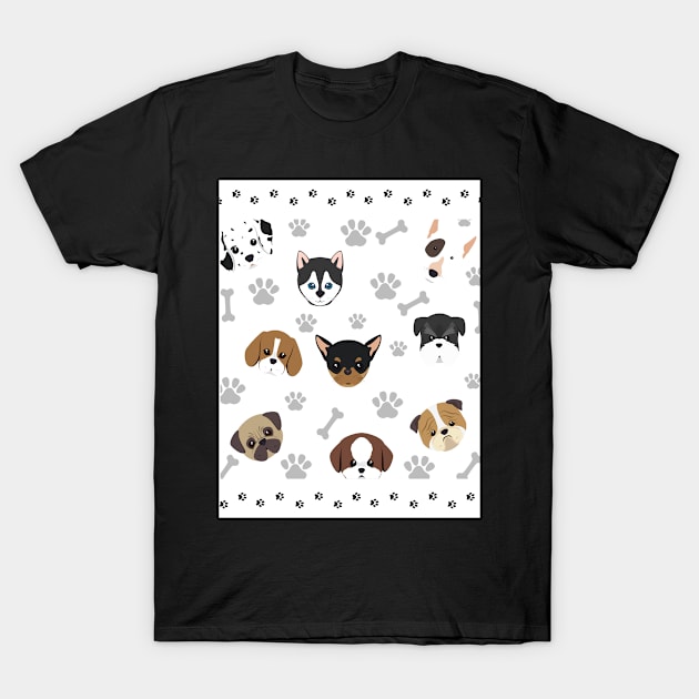 Cute Puppy Dog Pattern Design - Perfect Gift for Dog Lovers T-Shirt by ViralAlpha